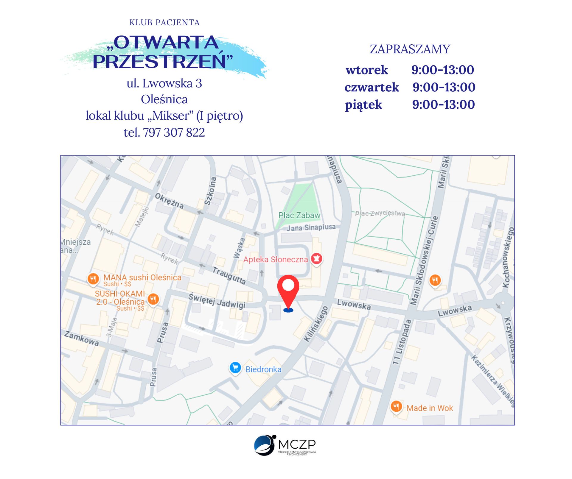 Klub Otwarta Przestrzeń mapa